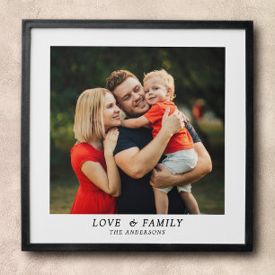 Love & Family Simple Photo Template Custom Name Peel And Stick Photo Tile