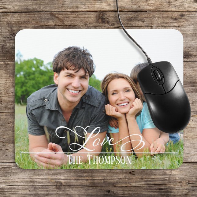 Love family Stylish Elegant Photo Personalized Mouse Pad (Creator Uploaded)