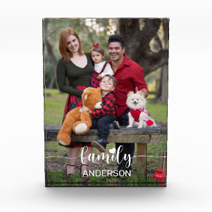 Love Family White Script Custom Vertical Photo Block