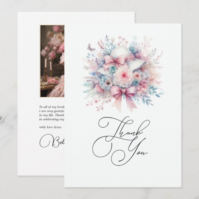 Love Fancy Bridal Shower Photo Thank You Card (Front/Back)