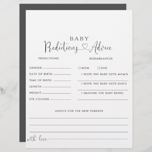 Love Fancy Script Baby Predictions  Advice Cards