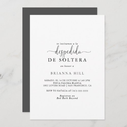 Love Fancy Script Spanish Bridal Shower  Invitation