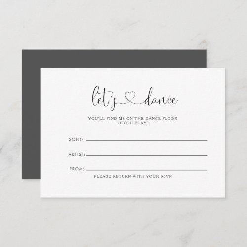 Love Fancy Script Wedding Song Request Card