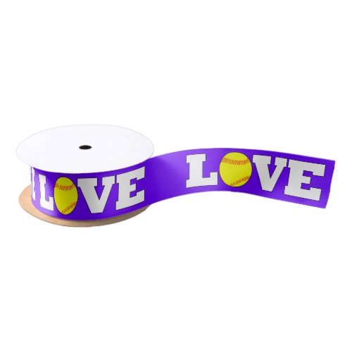 LOVE Fastpitch Softball Custom Color Gift Wrapping Satin Ribbon