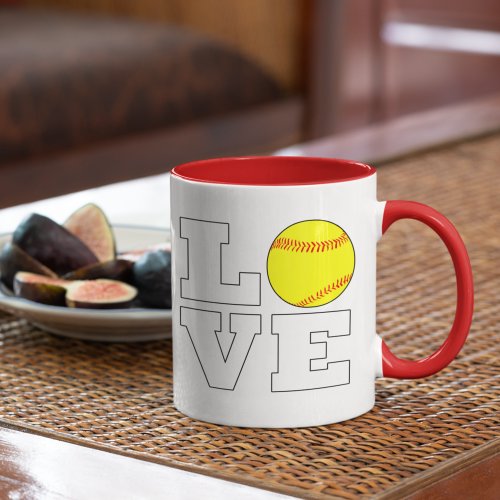 LOVE Fastpitch Softball Sports Player or Coach Two_Tone Coffee Mug