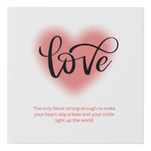 love faux canvas print