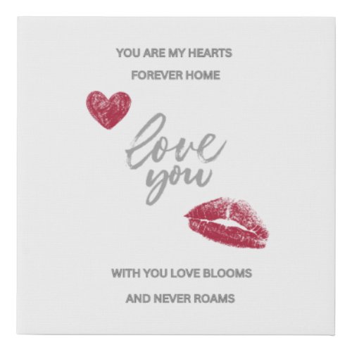 love faux canvas print