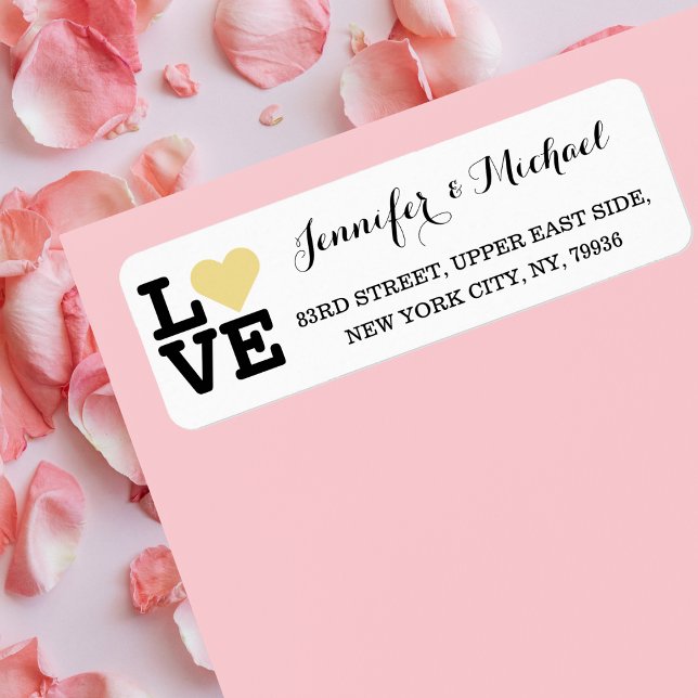 Love Faux Gold Heart Custom Wedding Valentines Day Label (Love Faux Gold Heart Custom Wedding Valentines Day Label)