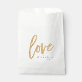 Love Favor Bag, Gold lettering, Wedding favor bag
