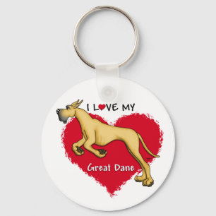 Love Fawn Great Dane Keychain
