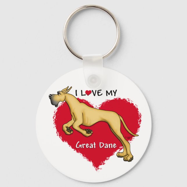 Love Fawn Great Dane Keychain (Front)