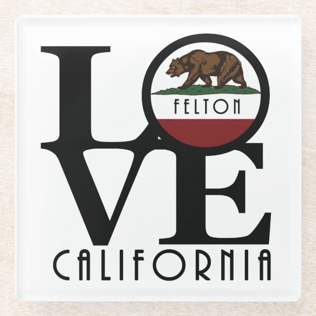 LOVE Felton California Glass Coaster (Front)