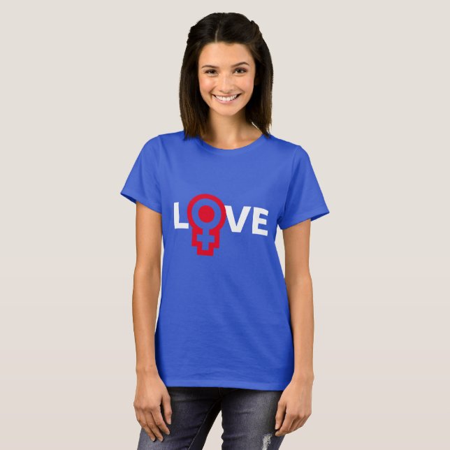 LOVE Female gender code dark customizable T-Shirt (Front Full)
