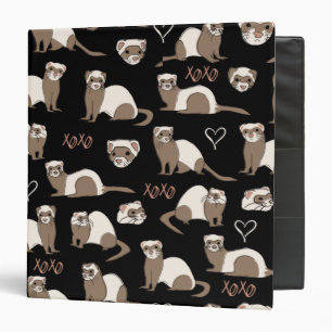 Love Ferrets - Black 3 Ring Binder