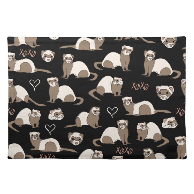 Love Ferrets - Black Cloth Placemat (Front)