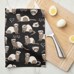 Love Ferrets - Black Kitchen Towel