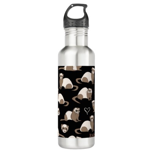 Love Ferrets _ Black Stainless Steel Water Bottle