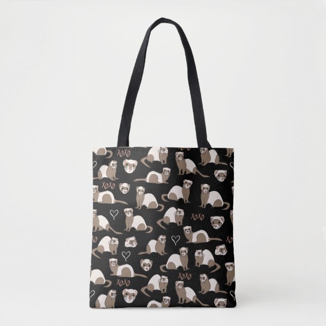 Love Ferrets - Black Tote Bag (Front)