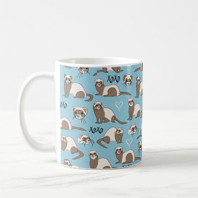 Love Ferrets - Blue Coffee Mug (Left)