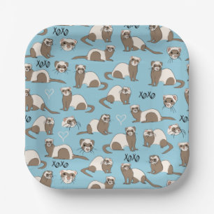 Love Ferrets - Blue Paper Plates
