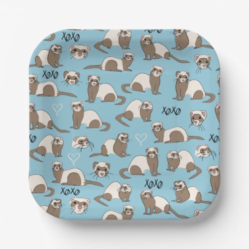 Love Ferrets _ Blue Paper Plates