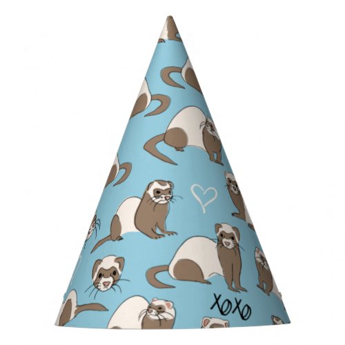 Love Ferrets _ Blue Party Hat