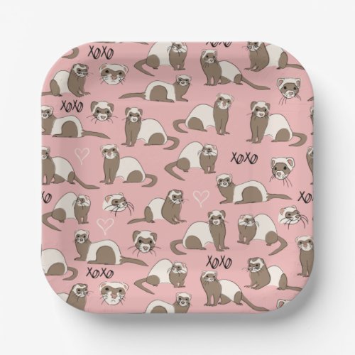 Love Ferrets _ Pink Paper Plates