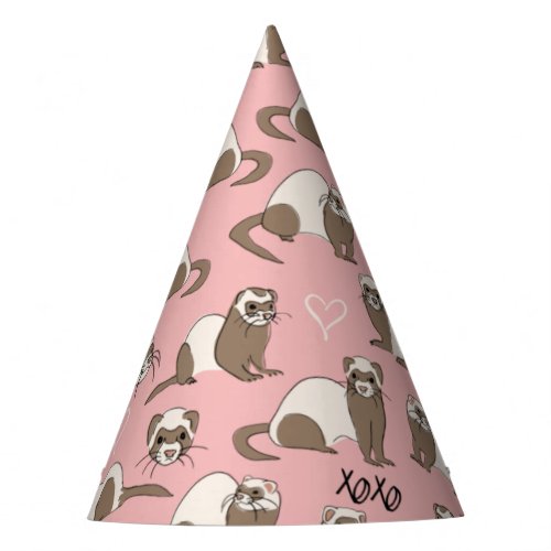 Love Ferrets _ Pink Party Hat