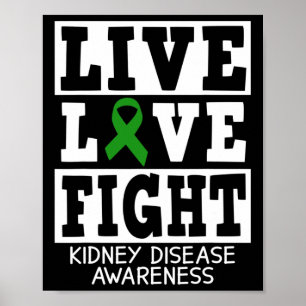 Love Fight Green Ribbon Kidney Disease Awareness Poster