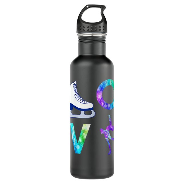 Love Figure Skating Ice Skater Girls Stainless Steel Water Bottle (Front)