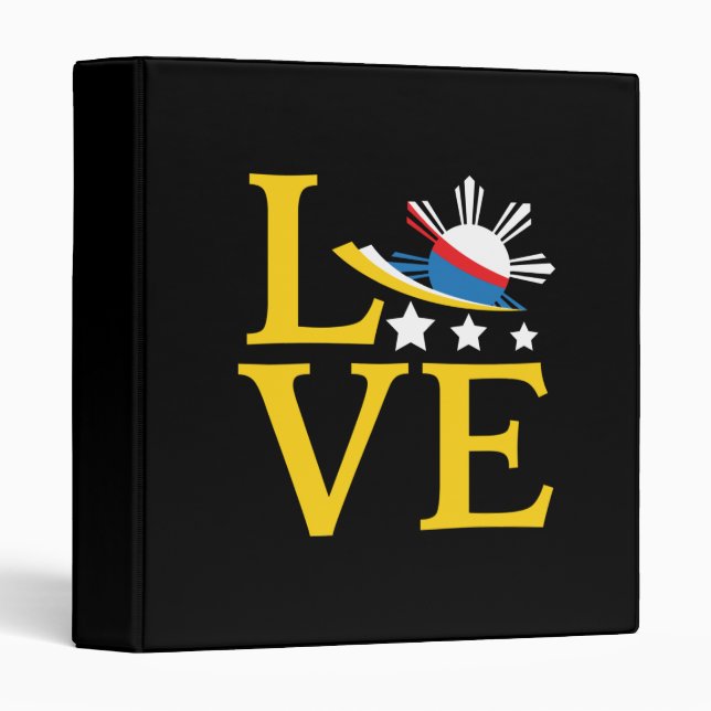 Love - Filipino Flag Typography Art 3 Ring Binder (Front/Spine)