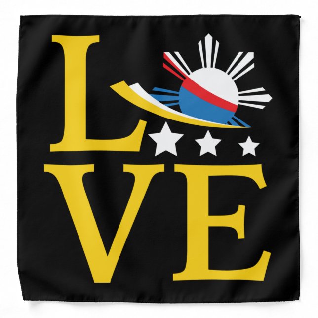 Love - Filipino Flag Typography Art Bandana (Front)