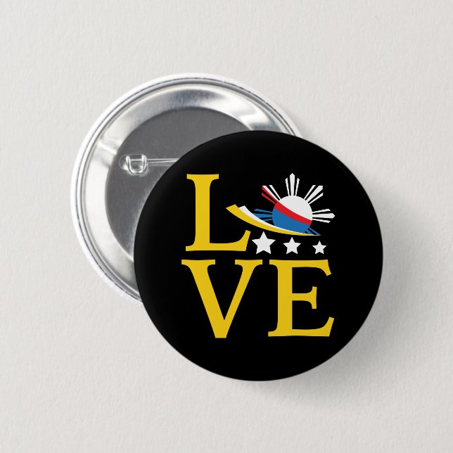 Love - Filipino Flag Typography Art Button (Front & Back)