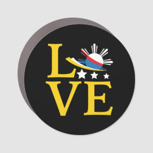 Love - Filipino Flag Typography Art Car Magnet