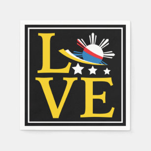 Love - Filipino Flag Typography Art Napkins