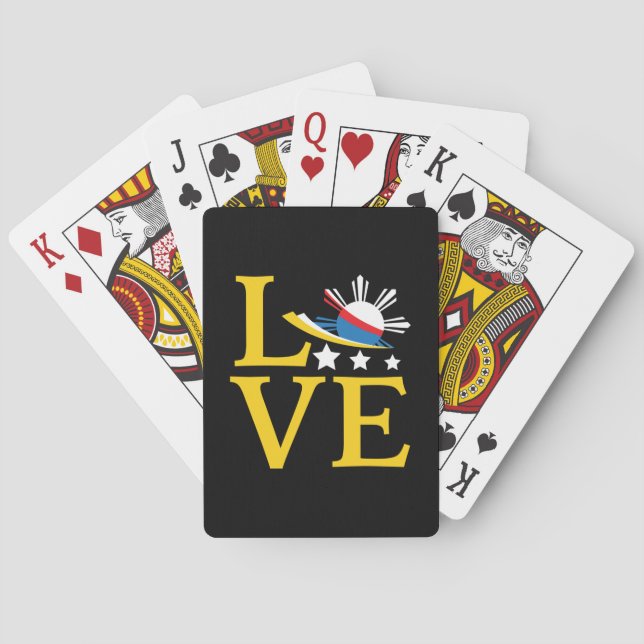 Love - Filipino Flag Typography Art Poker Cards (Back)