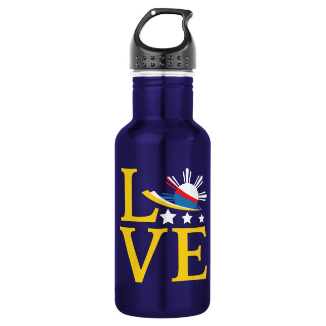 Love - Filipino Flag Typography Art Stainless Steel Water Bottle (Front)