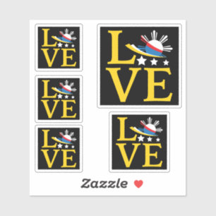 Love - Filipino Flag Typography Art Sticker