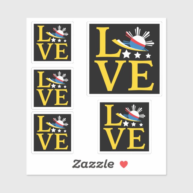 Love - Filipino Flag Typography Art Sticker (Sheet)