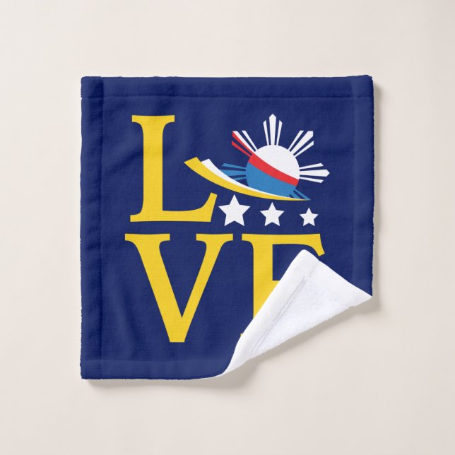 Love - Filipino Flag Typography Art Wash Cloth (Wash Cloth)
