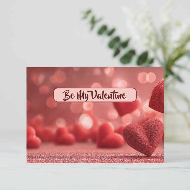 Love-Filled Be My Valentine Flat Romantic Card (Standing Front)