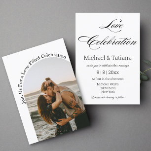 love filled celebration, modern chic photo wedding invitation