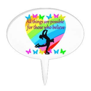 LOVE FILLED INSPIRATIONAL FIGURE SKATING DESIGN CAKE TOPPER