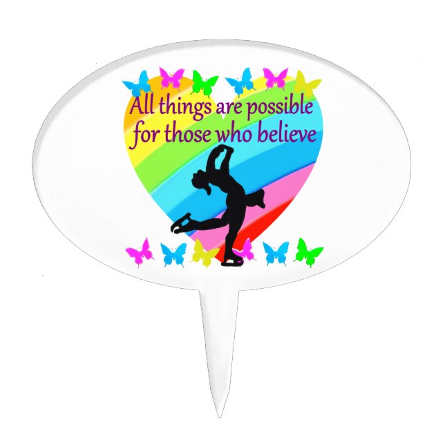 LOVE FILLED INSPIRATIONAL FIGURE SKATING DESIGN CAKE TOPPER (Front)