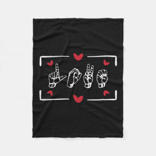 Love Finger Sign Language Asl Valentines Day Gift Fleece Blanket