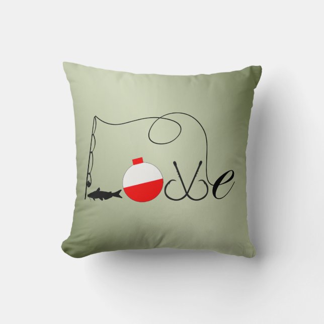 Love Fishing Fisherman Throw Pillow (Front)