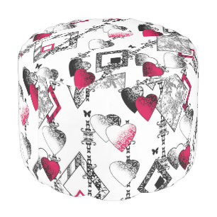 Love, fishnet, patchwork pouf