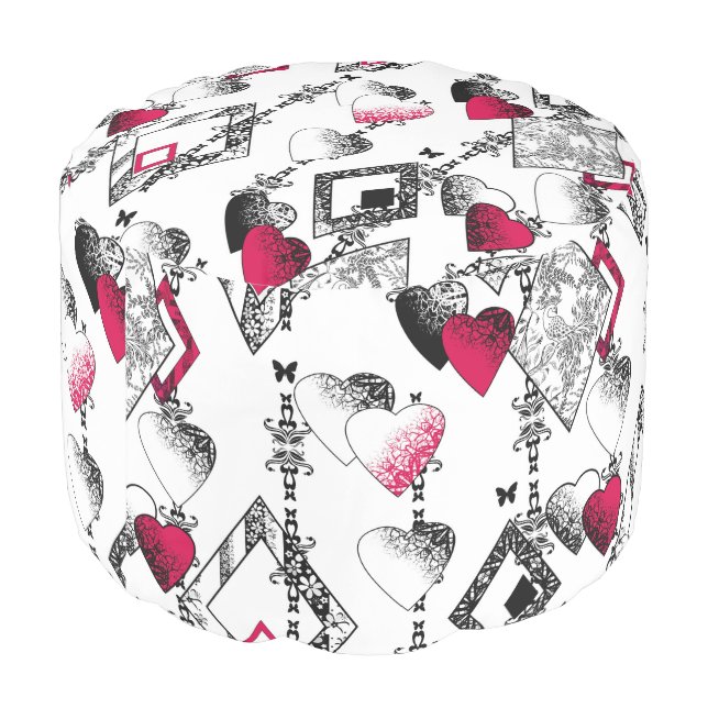 Love, fishnet, patchwork pouf (Angled Back)