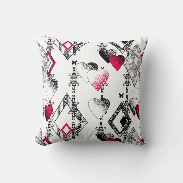 Love, fishnet, patchwork throw pillow (Front)