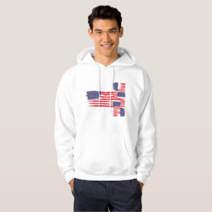 LOVE FLAG USA/USA TEXT BRUSH STROKE BY MASANSER P HOODIE